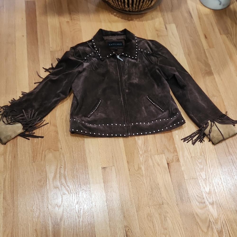 SAGUARO  Dark Brown Suede Jacket with Studs